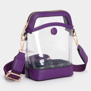 Purple Clear Transparent Crossbody Bag Purse Leather Casual Womens Accessory